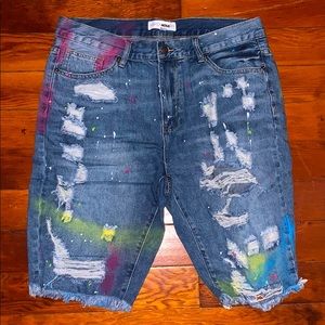 Graffiti Denim Distressed Shorts |Fashion Nova Men